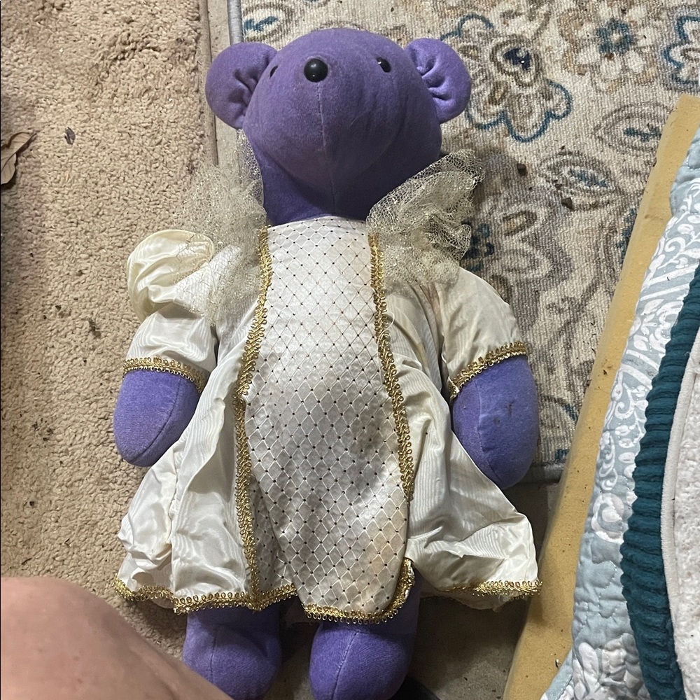 Purple Teddy Bear with White Dress